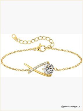 2 Carat Moissanite Infinity Bracelet Stainless Steel 14K Gold Plated I Love Mom